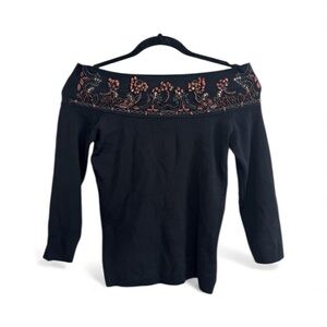 Vintage Lillie Rubin off the shoulder beaded top